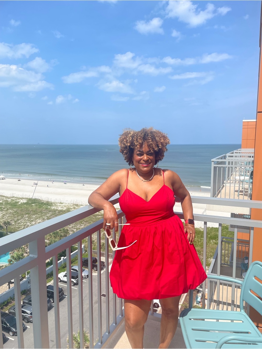 Red Spaghetti-Strap Bubble Mini Dress - Picture 11 of 11